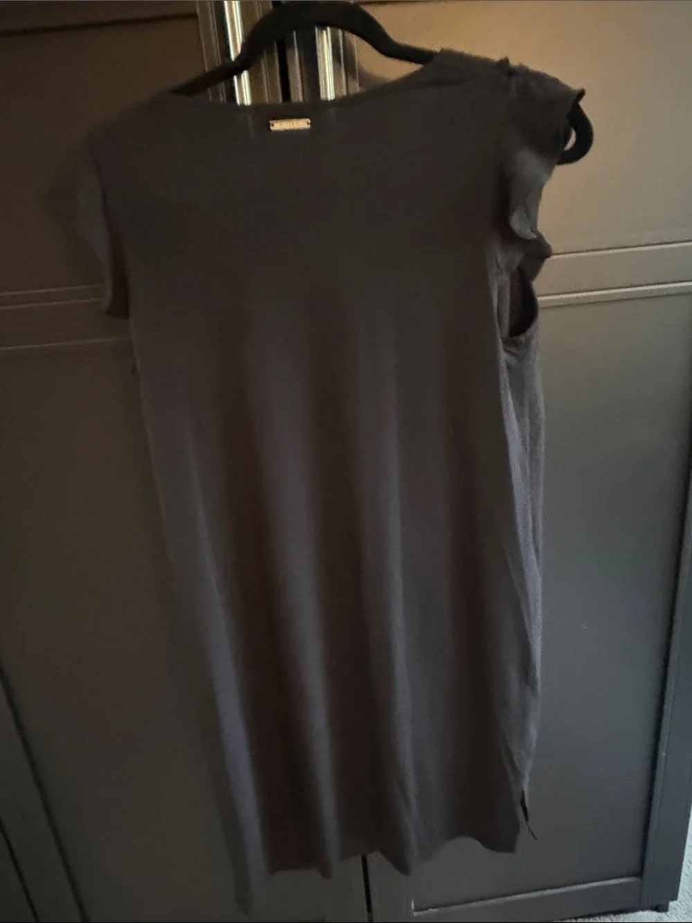 Michael Kors Black V-Neck Shift Dress with Tie Details